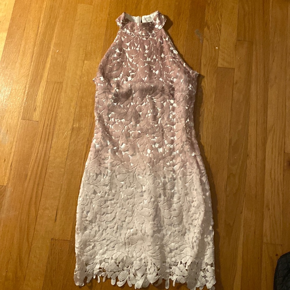 Tan/Pink To White Ombre Lace Dress, Quiz Brand, Size … Gem